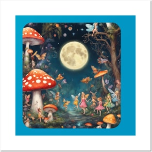 Fairies on a Full Moon Night in the Forest Posters and Art